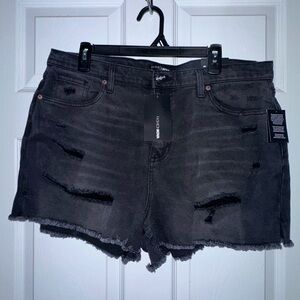 Fashion Nova Charcoal Distressed Jean Shorts